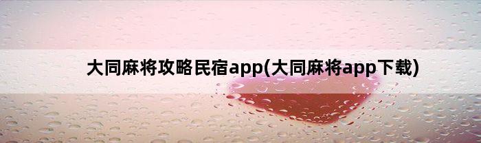 大同麻将攻略民宿app(大同麻将app下载)