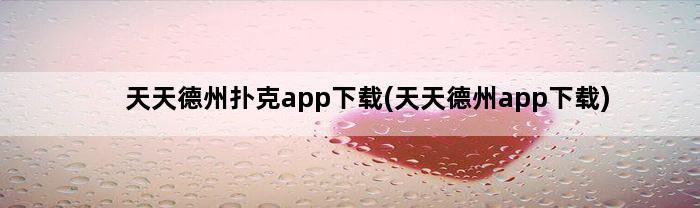 天天德州扑克app下载(天天德州app下载)