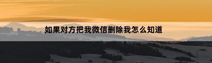 如果对方把我微信删除我怎么知道