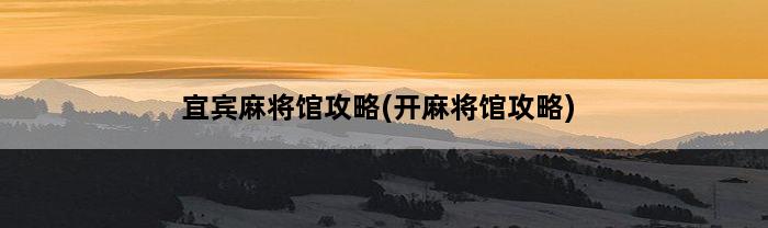 宜宾麻将馆攻略(开麻将馆攻略)