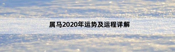 属马2020年运势及运程详解