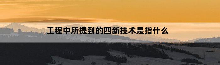 工程中所提到的四新技术是指什么