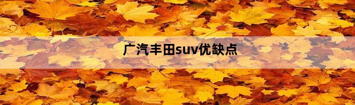 广汽丰田suv优缺点