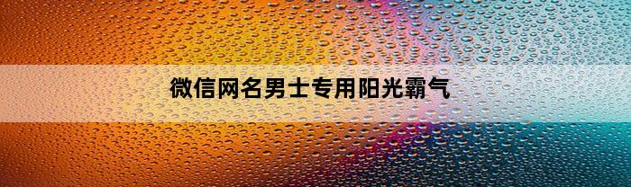 微信网名男士专用阳光霸气