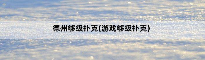 德州够级扑克(游戏够级扑克)