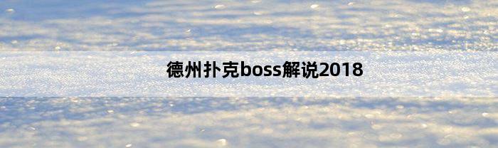 德州扑克boss解说2018