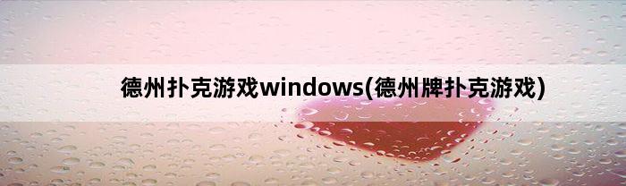 德州扑克游戏windows(德州牌扑克游戏)