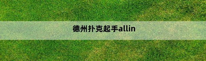 德州扑克起手allin