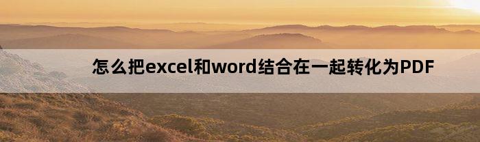 怎么把excel和word结合在一起转化为PDF