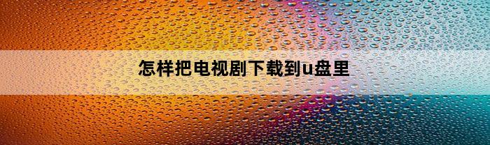 怎样把电视剧下载到u盘里