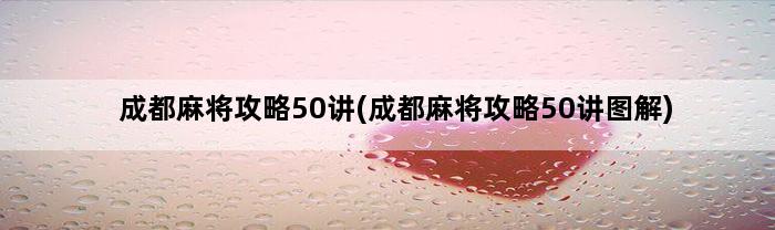 成都麻将攻略50讲(成都麻将攻略50讲图解)