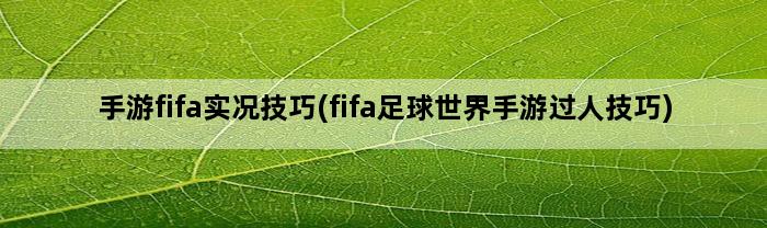 手游fifa实况技巧(fifa足球世界手游过人技巧)