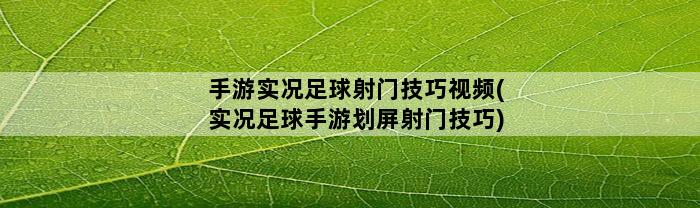 手游实况足球射门技巧视频(实况足球手游划屏射门技巧)