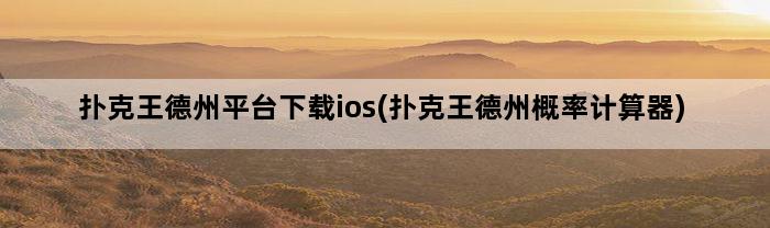 扑克王德州平台下载ios(扑克王德州概率计算器)