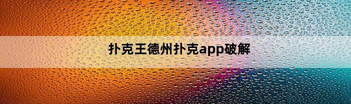 扑克王德州扑克app破解