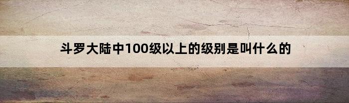 斗罗大陆中100级以上的级别是叫什么的