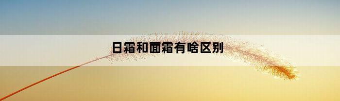 日霜和面霜有啥区别