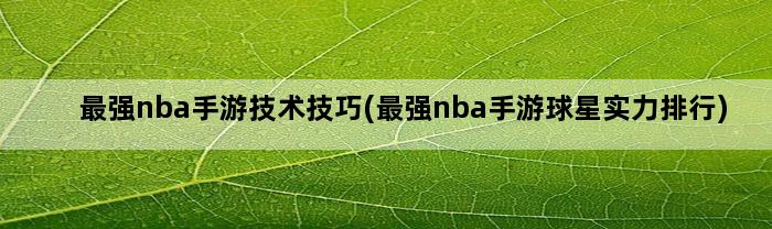 最强nba手游技术技巧(最强nba手游球星实力排行)