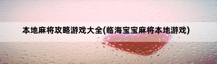 本地麻将攻略游戏大全(临海宝宝麻将本地游戏)