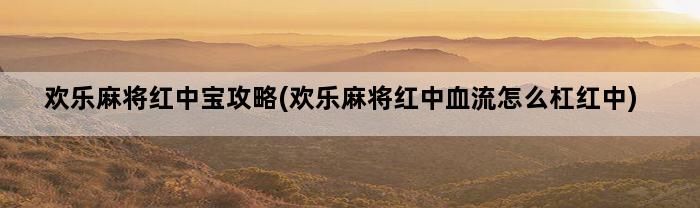 欢乐麻将红中宝攻略(欢乐麻将红中血流怎么杠红中)