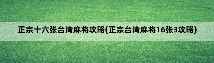 正宗十六张台湾麻将攻略(正宗台湾麻将16张3攻略)