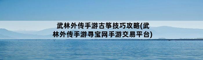 武林外传手游古筝技巧攻略(武林外传手游寻宝网手游交易平台)