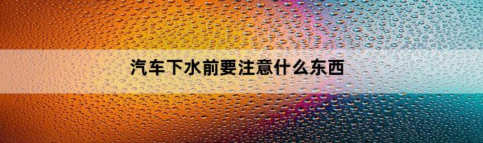 汽车下水前要注意什么东西