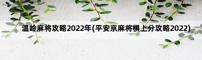 温岭麻将攻略2022年(平安京麻将棋上分攻略2022)