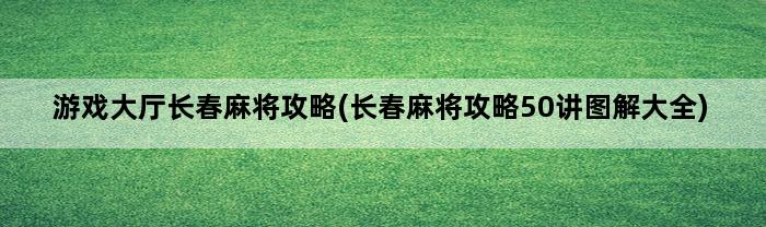 游戏大厅长春麻将攻略(长春麻将攻略50讲图解大全)