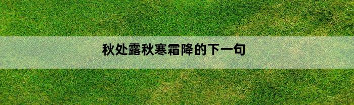 秋处露秋寒霜降的下一句