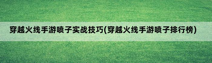 穿越火线手游喷子实战技巧(穿越火线手游喷子排行榜)