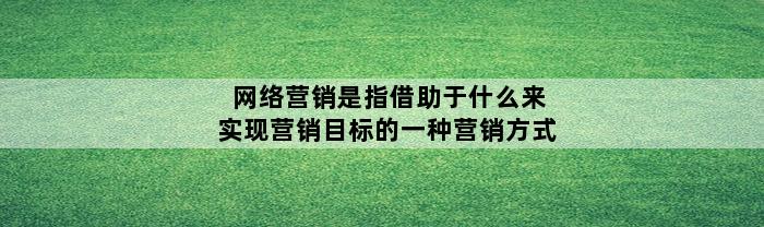 网络营销是指借助于什么来实现营销目标的一种营销方式