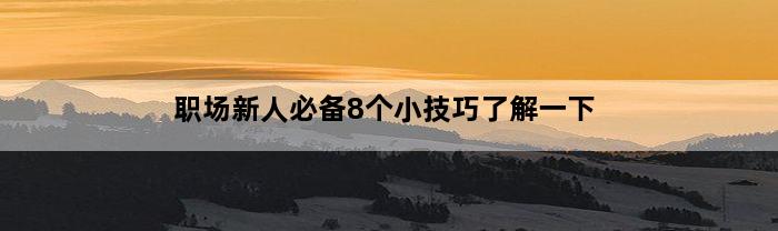 职场新人必备8个小技巧了解一下