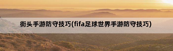 街头手游防守技巧(fifa足球世界手游防守技巧)