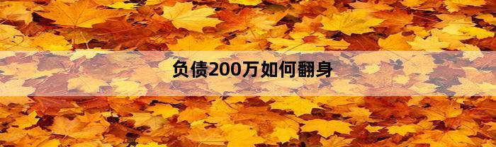 负债200万如何翻身