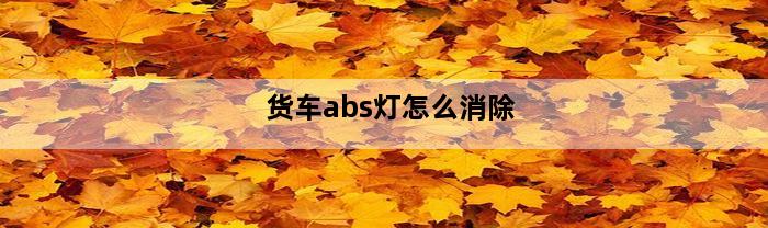 货车abs灯怎么消除