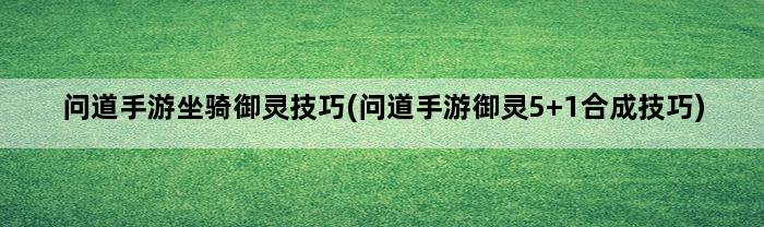 问道手游坐骑御灵技巧(问道手游御灵5+1合成技巧)