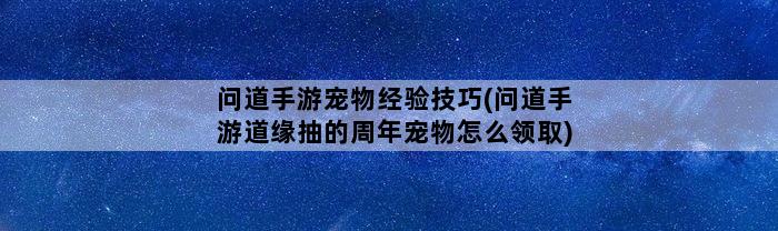 问道手游宠物经验技巧(问道手游道缘抽的周年宠物怎么领取)