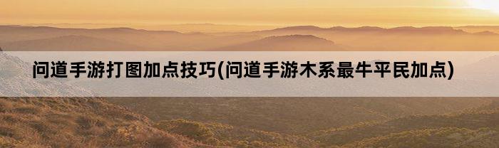 问道手游打图加点技巧(问道手游木系最牛平民加点)