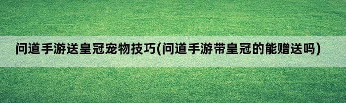 问道手游送皇冠宠物技巧(问道手游带皇冠的能赠送吗)