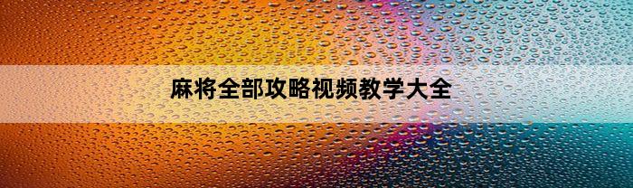 麻将全部攻略视频教学大全