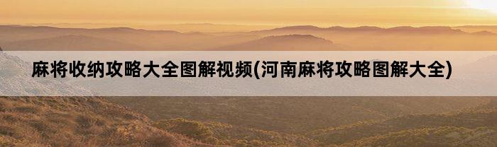 麻将收纳攻略大全图解视频(河南麻将攻略图解大全)