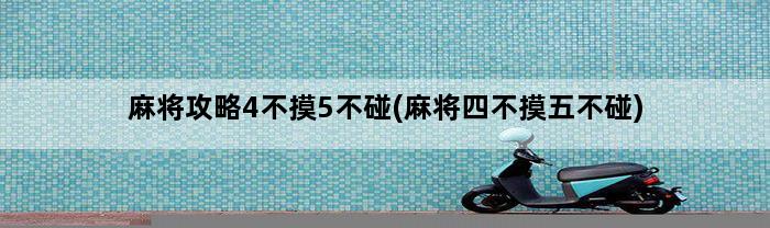 麻将攻略4不摸5不碰(麻将四不摸五不碰)