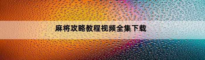 麻将攻略教程视频全集下载