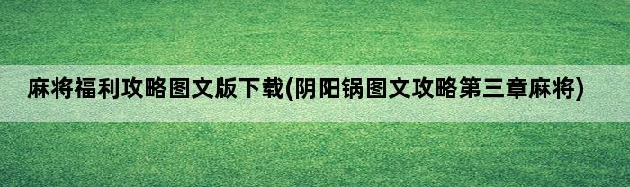 麻将福利攻略图文版下载(阴阳锅图文攻略第三章麻将)