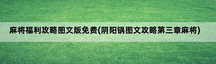 麻将福利攻略图文版免费(阴阳锅图文攻略第三章麻将)